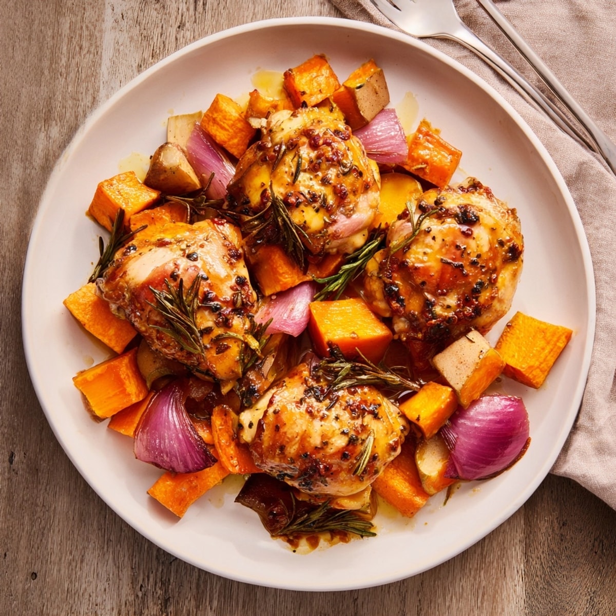 Aromatic Honey-Glazed Chicken and Roasted Root Vegetables, a simple yet flavorful gluten-free meal.