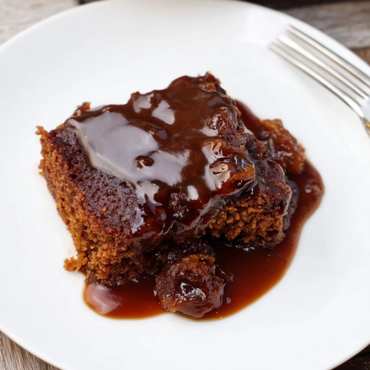 Moist, inviting slices of Weekend Cabin-Style Sticky Toffee Pudding with a rich toffee glaze.