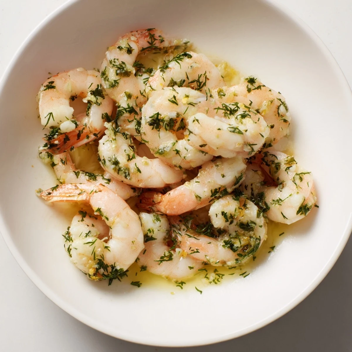 Light & Bright Lemon Herb Shrimp Scampi, garnished with fresh herbs and lemon wedges, ready to enjoy.