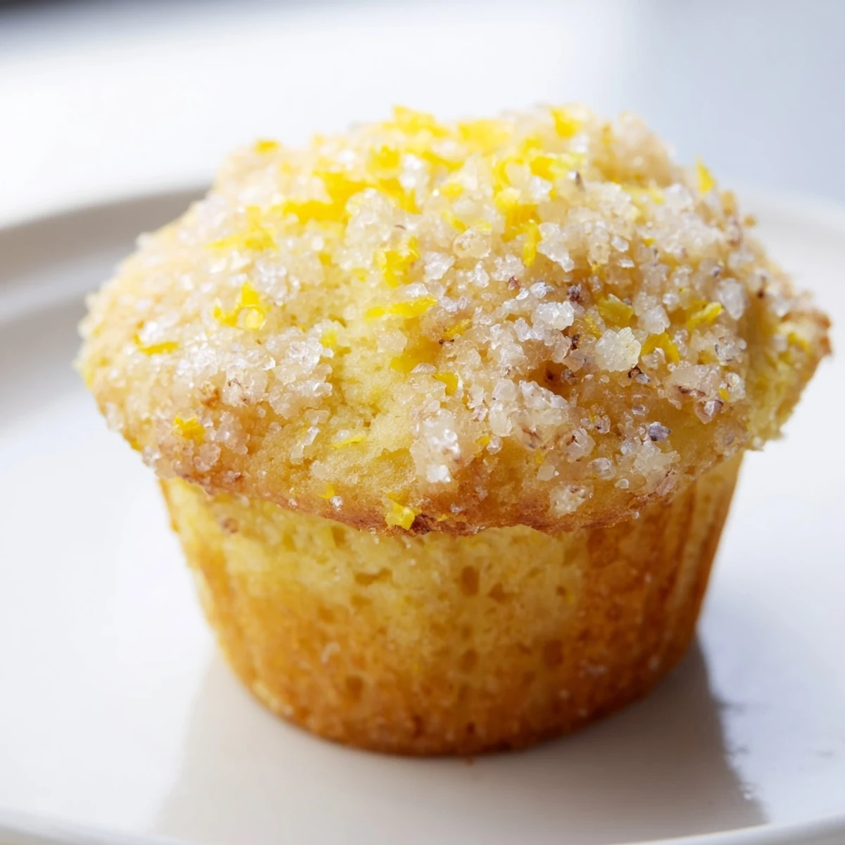 Fluffy Simple Sweet Lemon Zest Muffins, golden-brown and textured, perfect for breakfast or dessert.