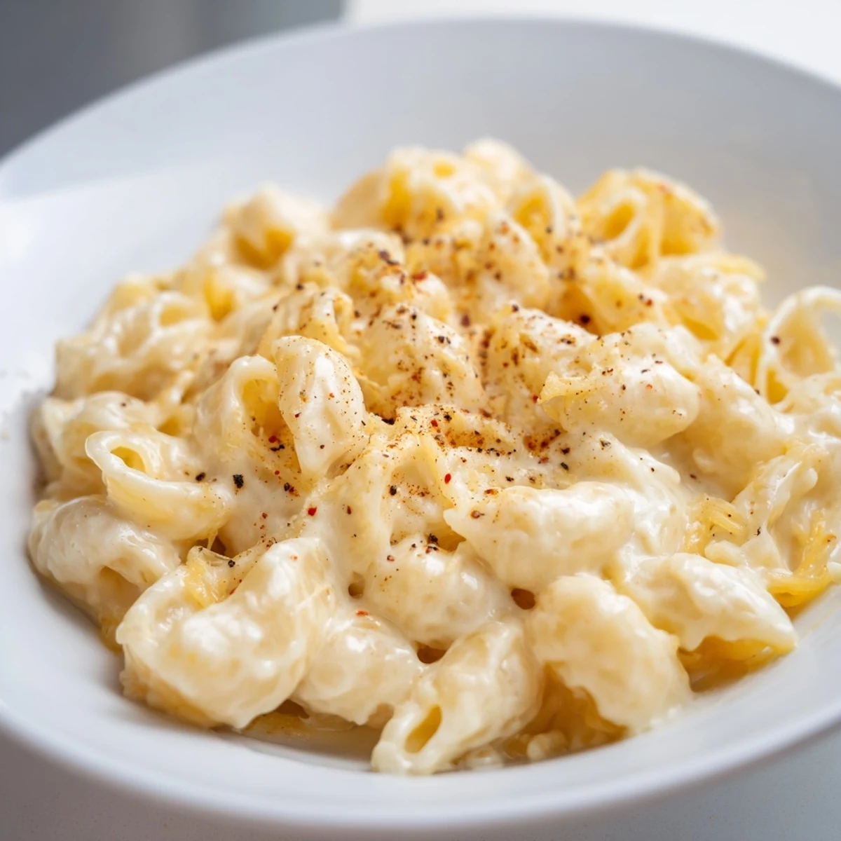 Rich, smooth melted cheese coats elbow macaroni in this budget-friendly Tin’s Recession Mac and Cheese.