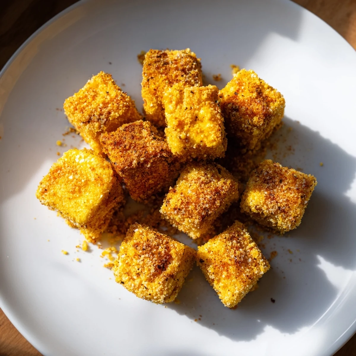 Golden and crispy, these homemade tofu nuggets look perfect for dipping in your favorite sauce.