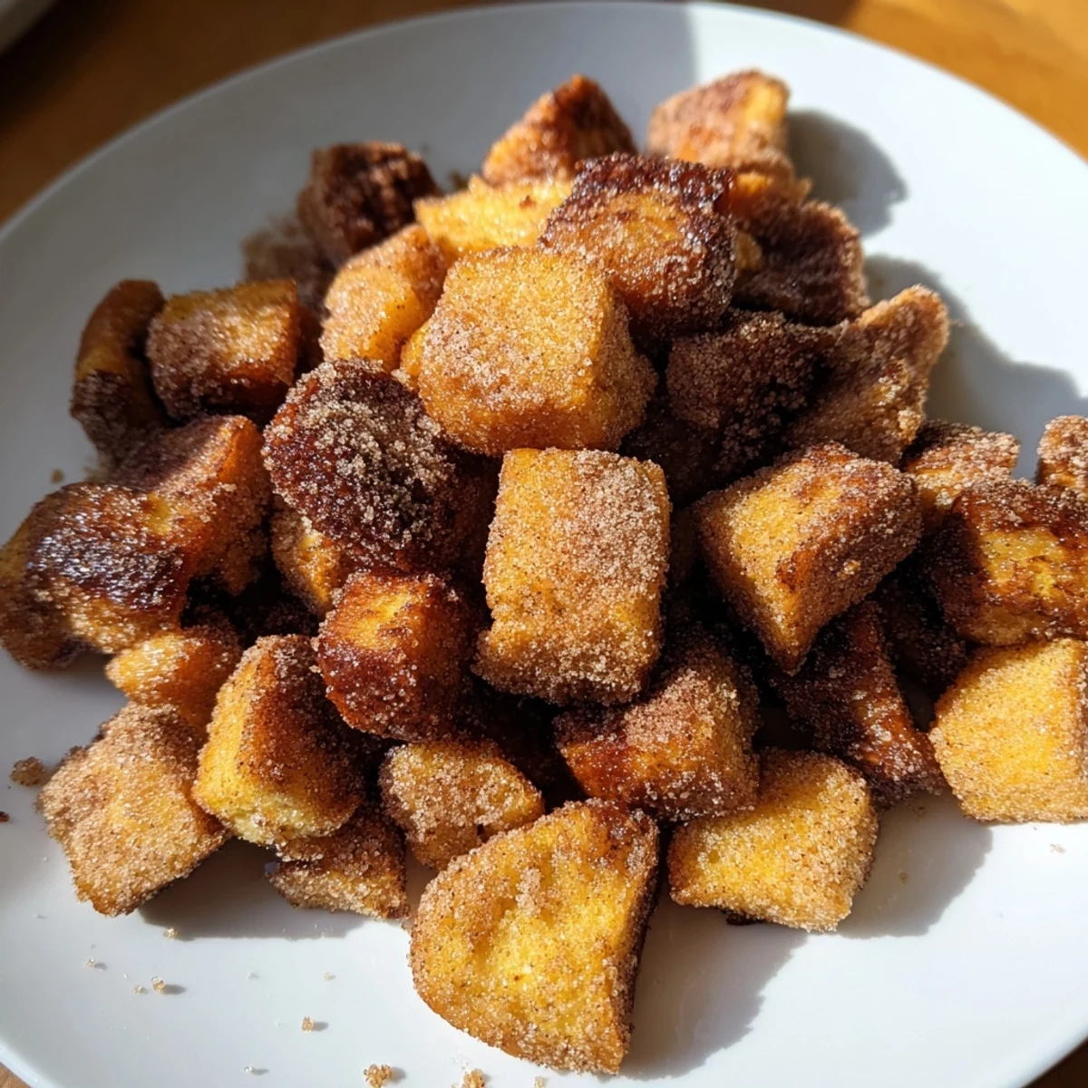 Golden, crispy French Toast Cereal, perfect for a fun breakfast, coated in cinnamon sugar and ready to enjoy.