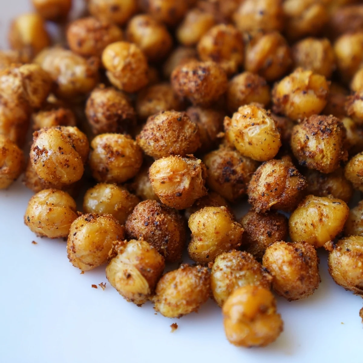 Spicy Crispy Chickpea Snack piled high on a plate, garnished with fresh parsley, perfect for a crunchy salad topping.