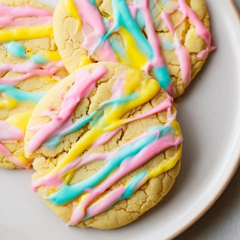 Warm, golden sugar cookies drizzled with colorful icing, perfect for sharing and enjoying.
