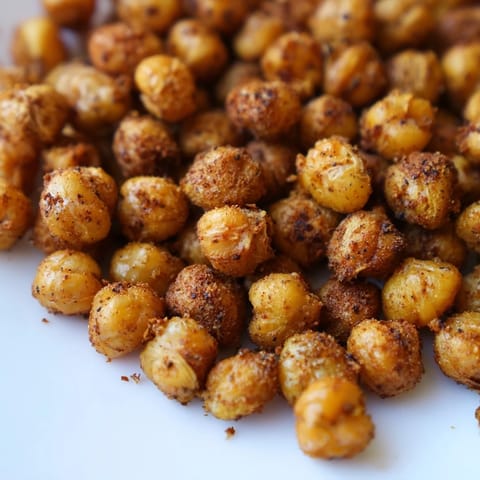 Spicy Crispy Chickpea Snack piled high on a plate, garnished with fresh parsley, perfect for a crunchy salad topping.