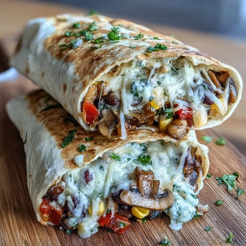 Savory vegetarian burritos with seasoned veggie fillings, lime, and cilantro, served on a plate with salsa and sour cream.