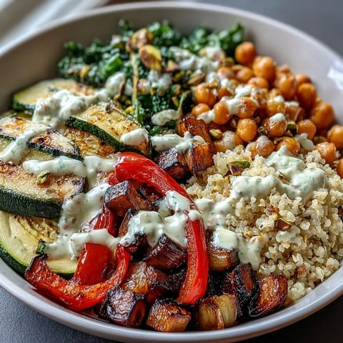 Golden bulgur pilaf with chopped pistachios forms the base of this nutritious Mediterranean Buddha Bowl Meal Prep lunch.
