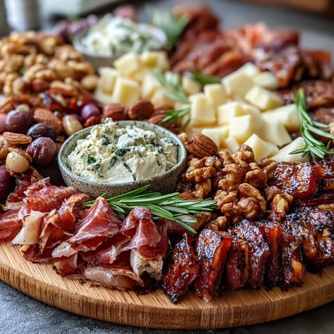 2. Vibrant charcuterie board with Housewarming Party Charcuterie Board with Dips and Crackers, showcasing colorful vegetables, nuts, olives, and creamy dips for a welcoming celebration spread.
