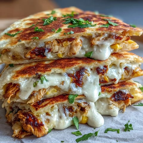 Golden Cinco de Mayo Street Corn Quesadillas loaded with roasted corn, melty cheese, and smoky chipotle crema for a festive Mexican-inspired meal.