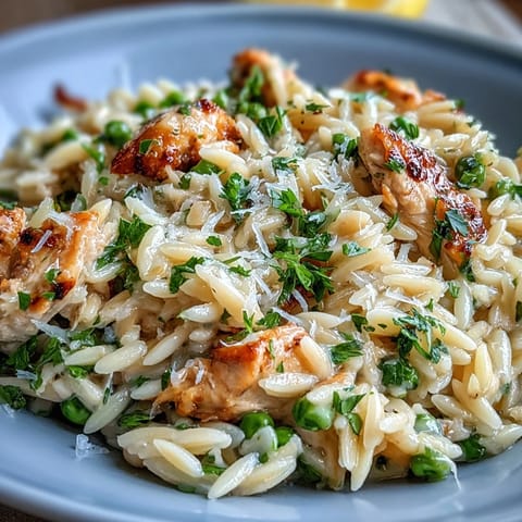 One-Pot Lemon Orzo Chicken Peas