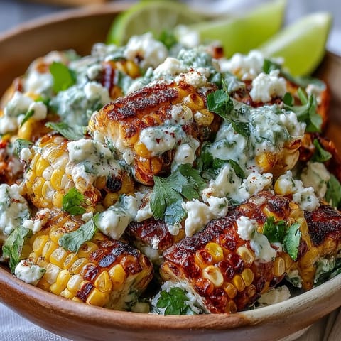 Charred corn salad, bright, creamy, and full of Mexican street corn flavor.