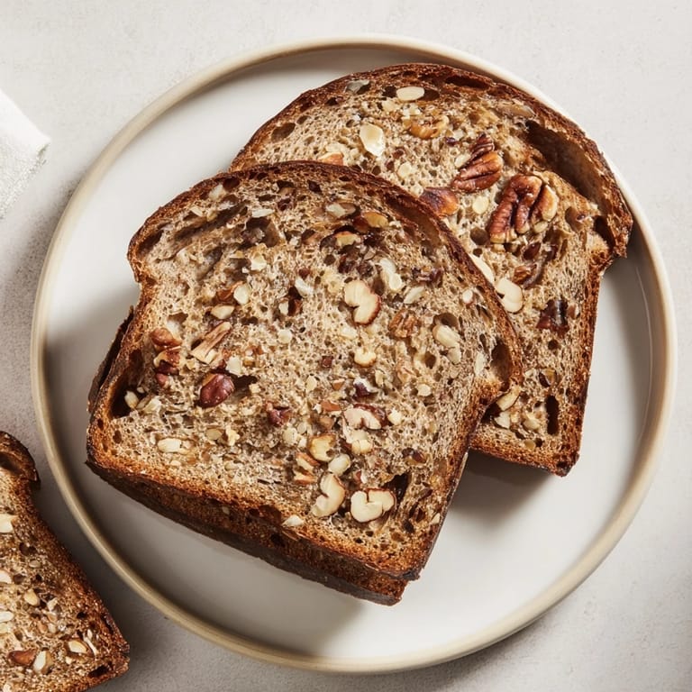 A hearty slice of Nutty Whole Wheat Loaf Bread featuring visible nuts, promising a delightful texture.