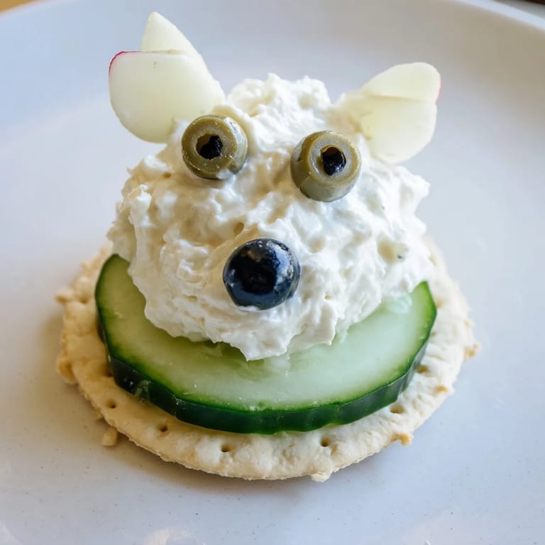 Freshly made Polar Bear Iceberg Cracker Stacks with caper eyes and radish ears look fun and delicious on the platter.