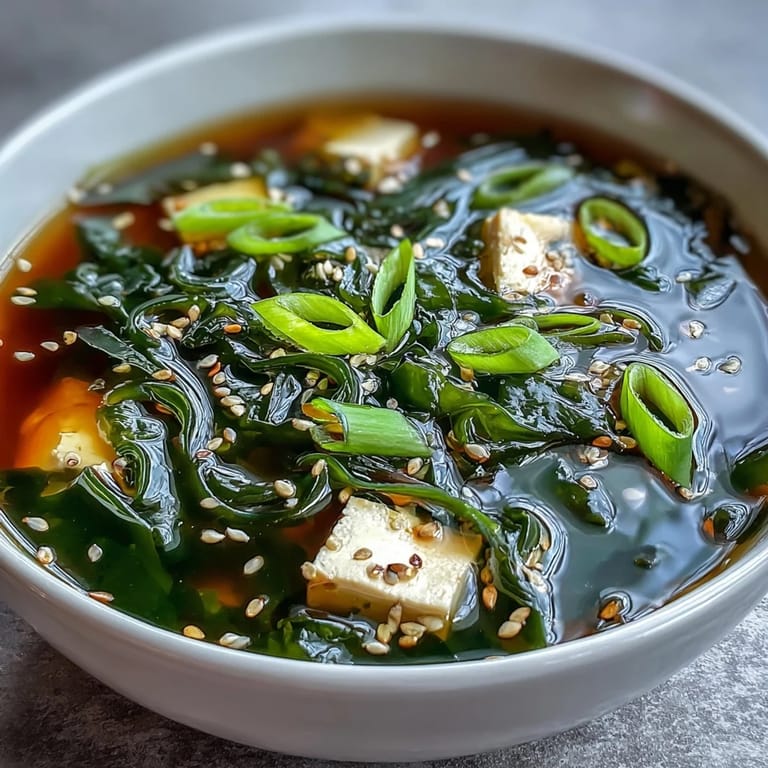 Savory Wakame Soup, a nourishing Japanese dish ready to be enjoyed.