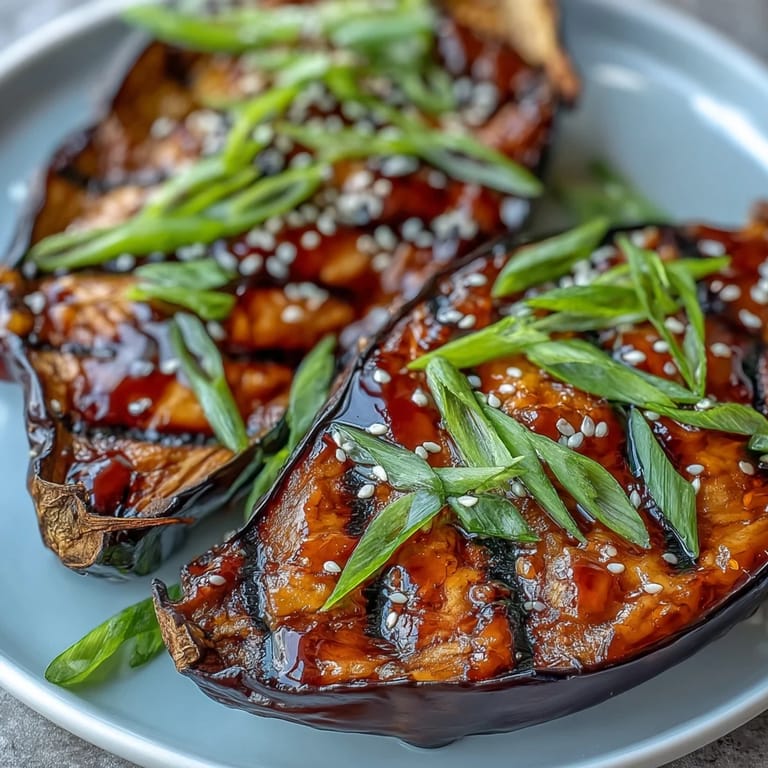 Delicious Miso Glazed Eggplant recipe, glistening with a sweet and savory umami glaze.