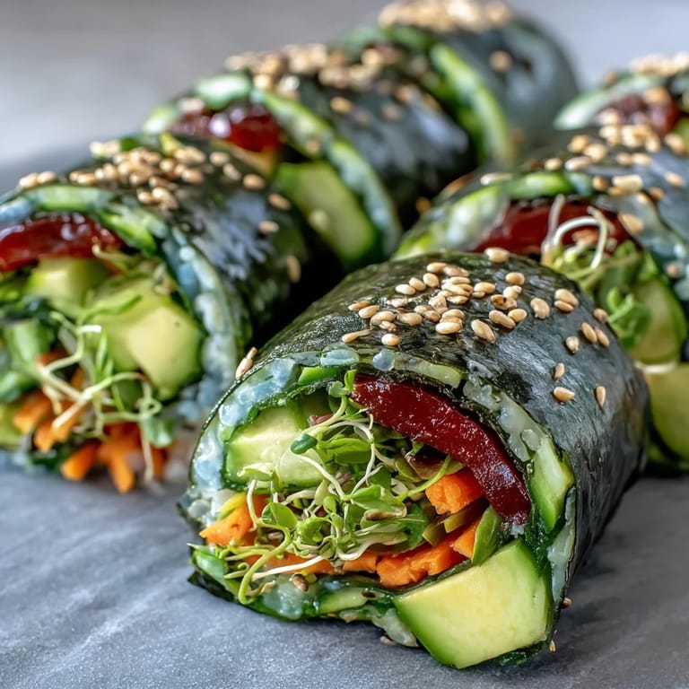 Perfectly rolled nori treats packed with vibrant veggies, ideal for light lunches.