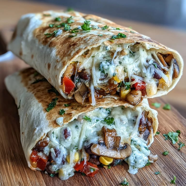 Savory vegetarian burritos with seasoned veggie fillings, lime, and cilantro, served on a plate with salsa and sour cream.