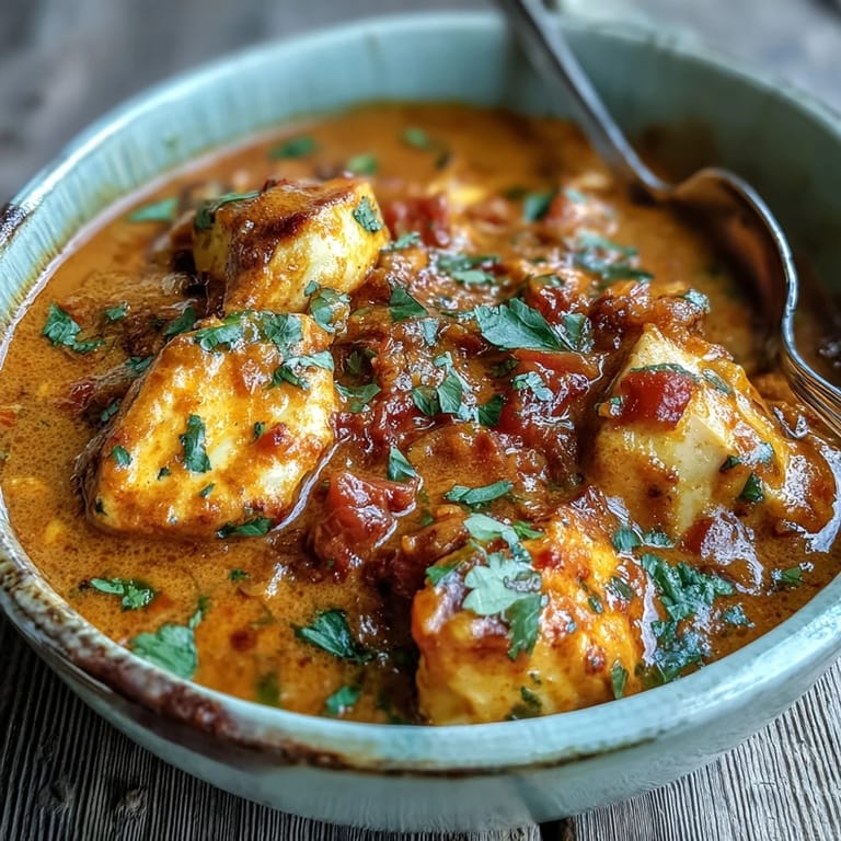 A bowl of Easy Chicken Curry garnished with fresh cilantro, served alongside fluffy basmati rice and warm naan bread.