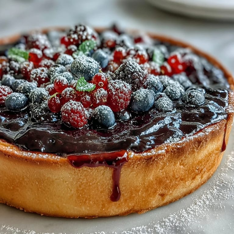 A slice of Black Currant Fruit Tart revealing luscious purple curd filling, paired with a dollop of whipped cream.