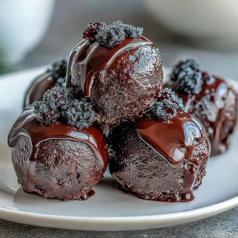 Artfully arranged Black Currant Chocolate Truffles on a platter, perfect for serving with coffee or a dessert party spread.