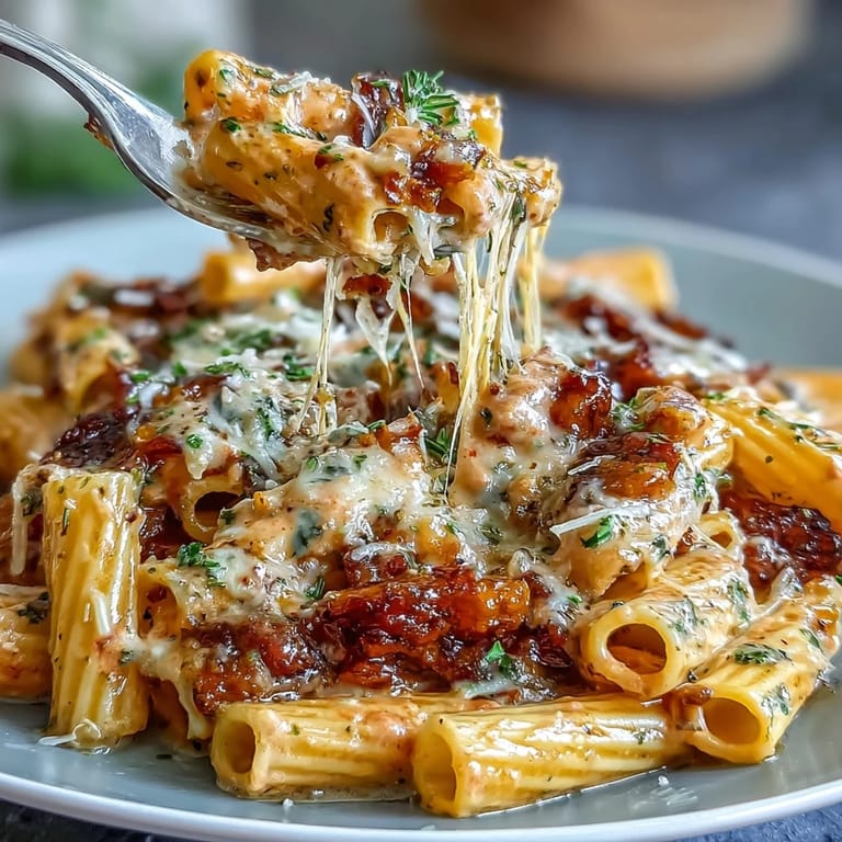 Rich, velvety pink pasta in blush tomato cream sauce, topped with parmesan and basil for a comforting Italian-American meal.