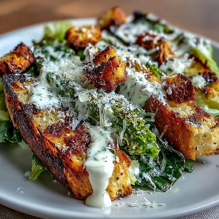 Enjoy this easy Grilled Caesar Salad served with hot, crisp garlic croutons.