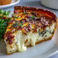 Golden quiche with tender asparagus spears and creamy Brie cubes, baked in a flaky crust for a festive brunch centerpiece.