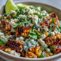 Vibrant Mexican Street Corn Salad with cotija cheese and cilantro.